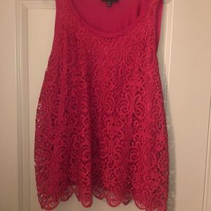 Burgundy/dark pink  Lace Tank Top